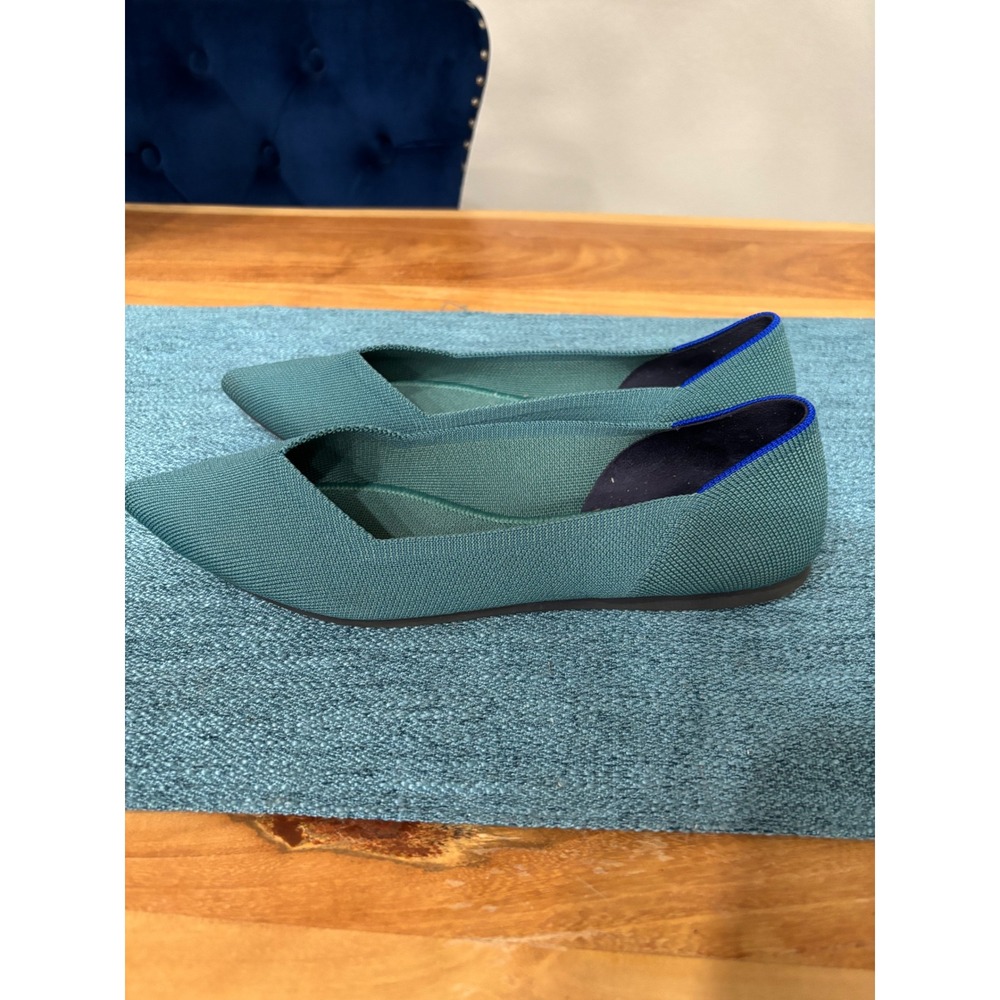 Rothys The Point Dark Emerald Green Pointed Toe Knit Flats Womens 9.5 - Picture 3 of 7